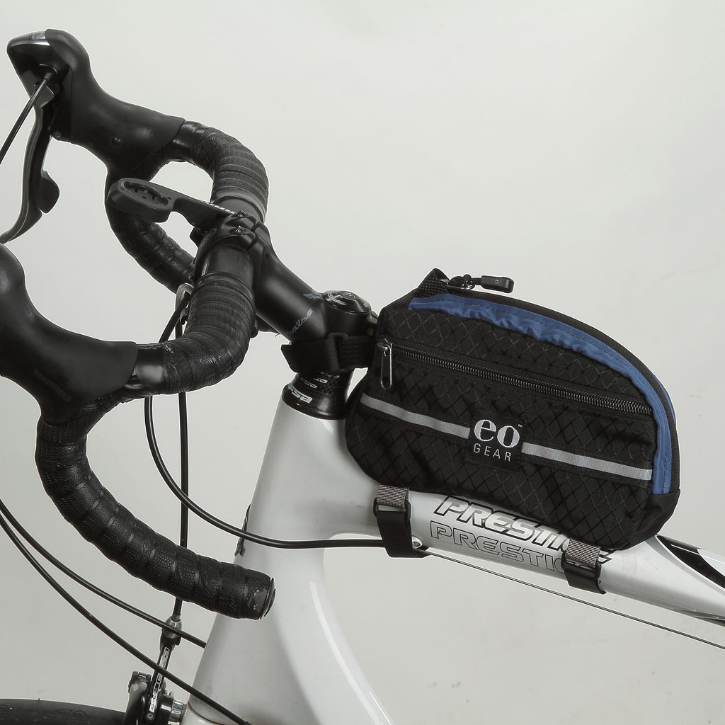Wide shot of the slightly smaller Large Century Bag showing more of a road bike frame.