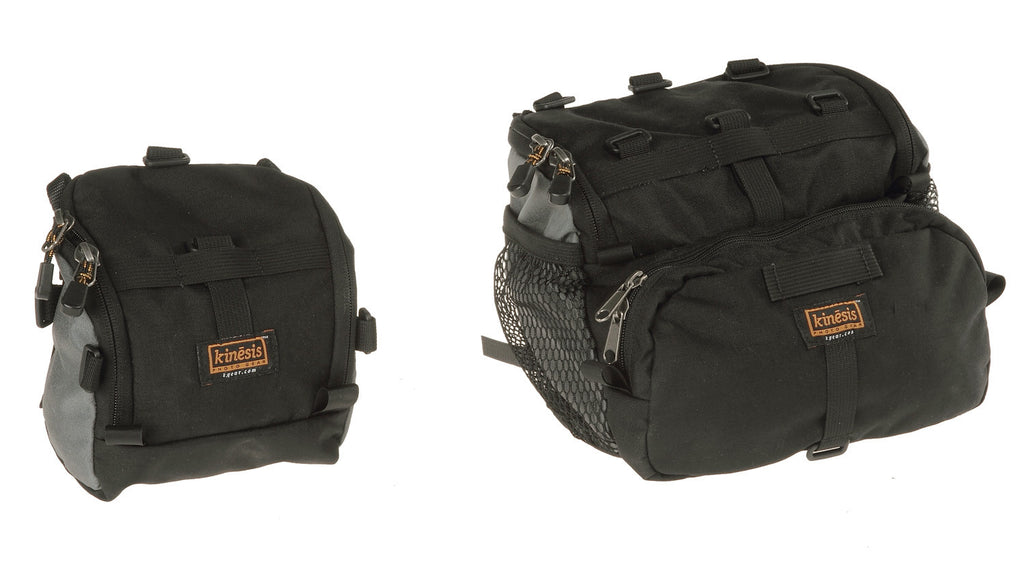2.2 bag (new 2.3 is similar in size to the 2.2) on the left and 6.8 bag on the right (black & gray color scheme shown).
