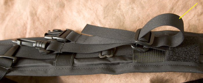 Detail showing how to double back the webbing.