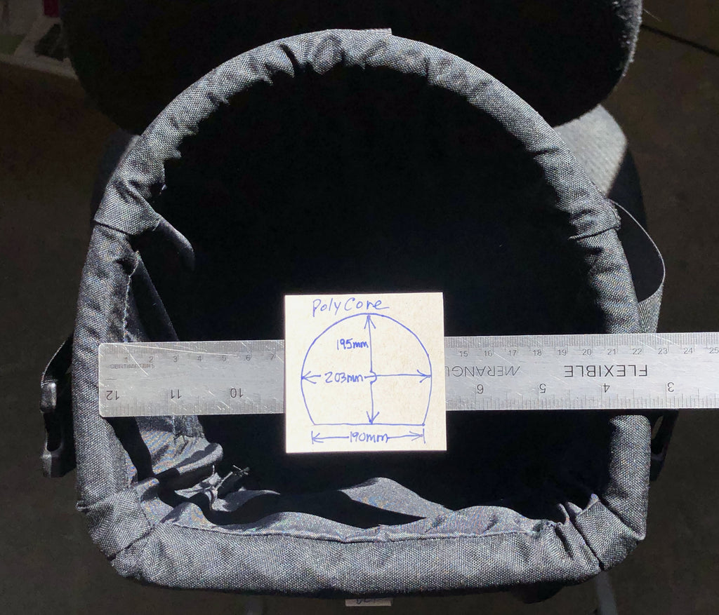 Inside dimensions for L321, L522 & L622 PolyCore cases. 195mm = 7-¾", 203mm = 8", 190mm = 7-½".