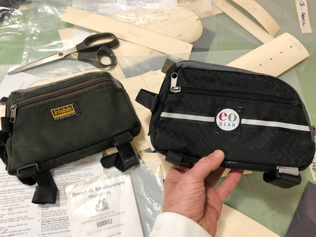 Brevet Bag 1.0 on the left & 2.0 on the right. 
