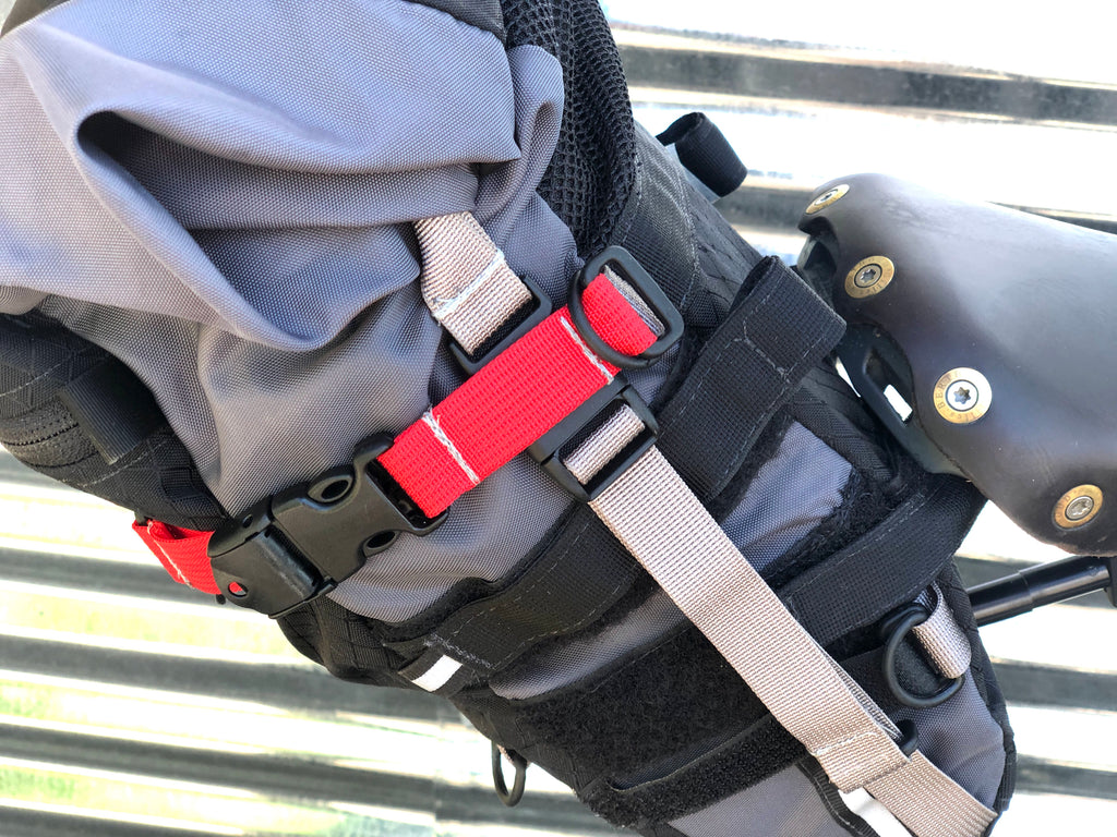 Close up on how the compression strap attaches (see our YouTube video for more info).