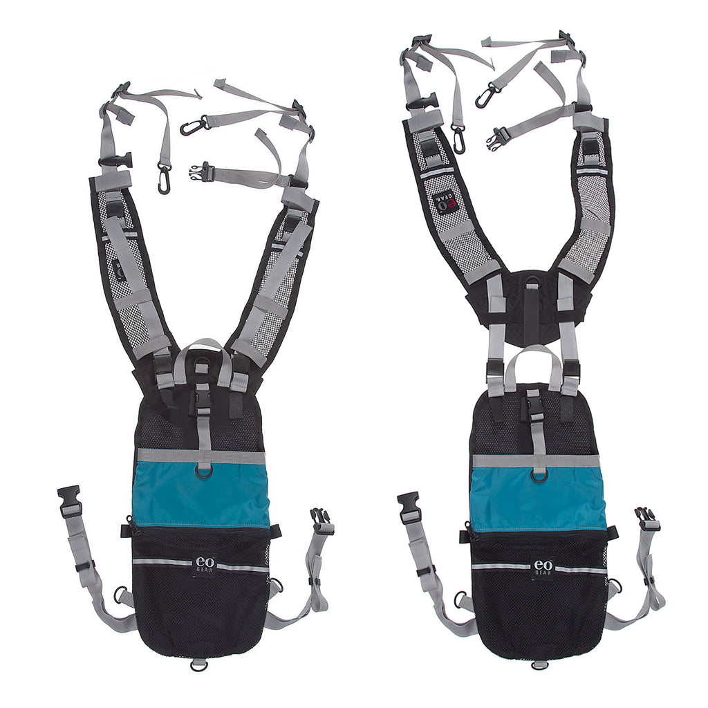 One of the unique design features is the ability to raise or lower the module in the back to suit the persons torso height. On the left it is configured for a short or average height, whereas the right configuration is for taller folks.